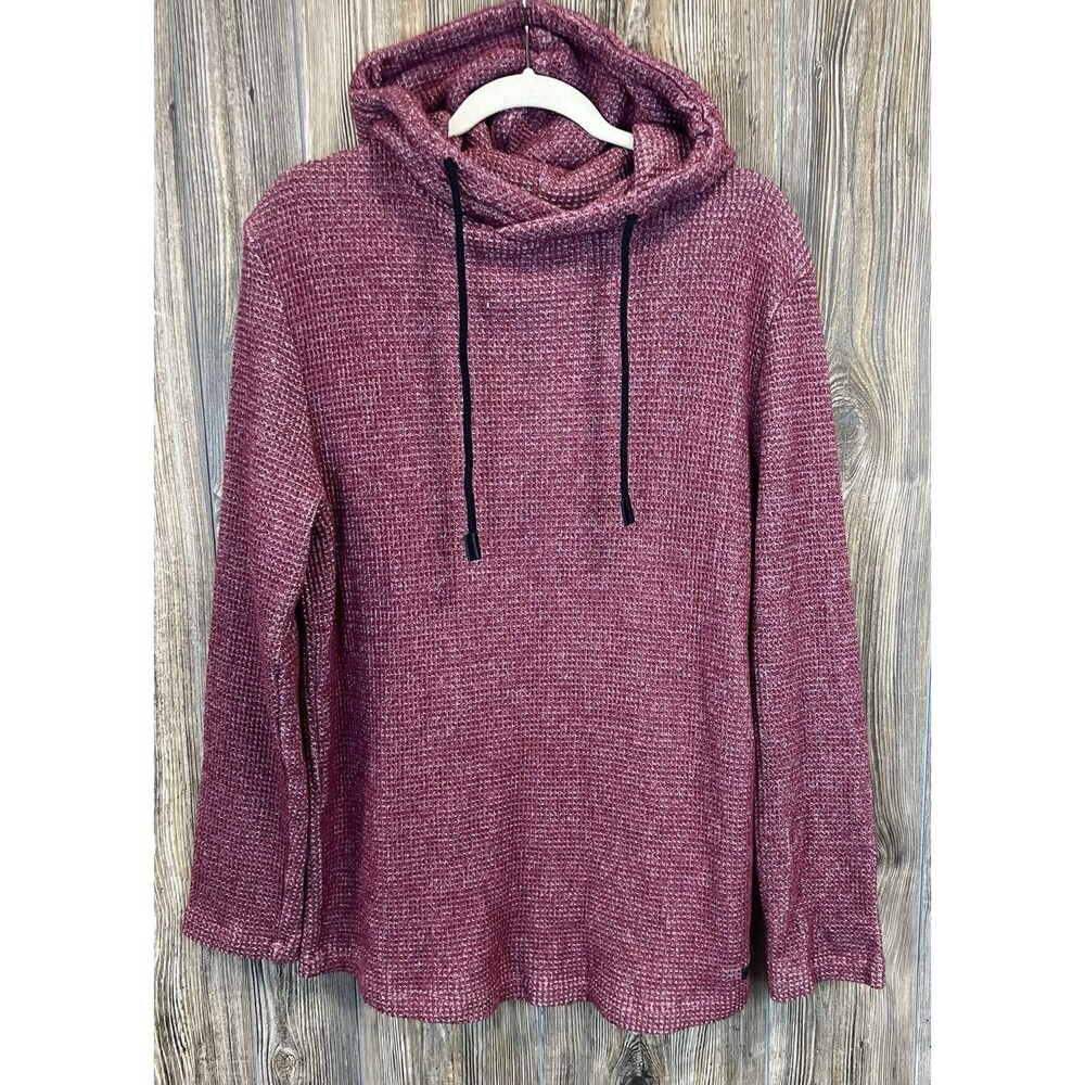 Buckle BKE OUTPOST MAKERS Men's L Textured Knit Hooded Pullover Sweater Maroon‎